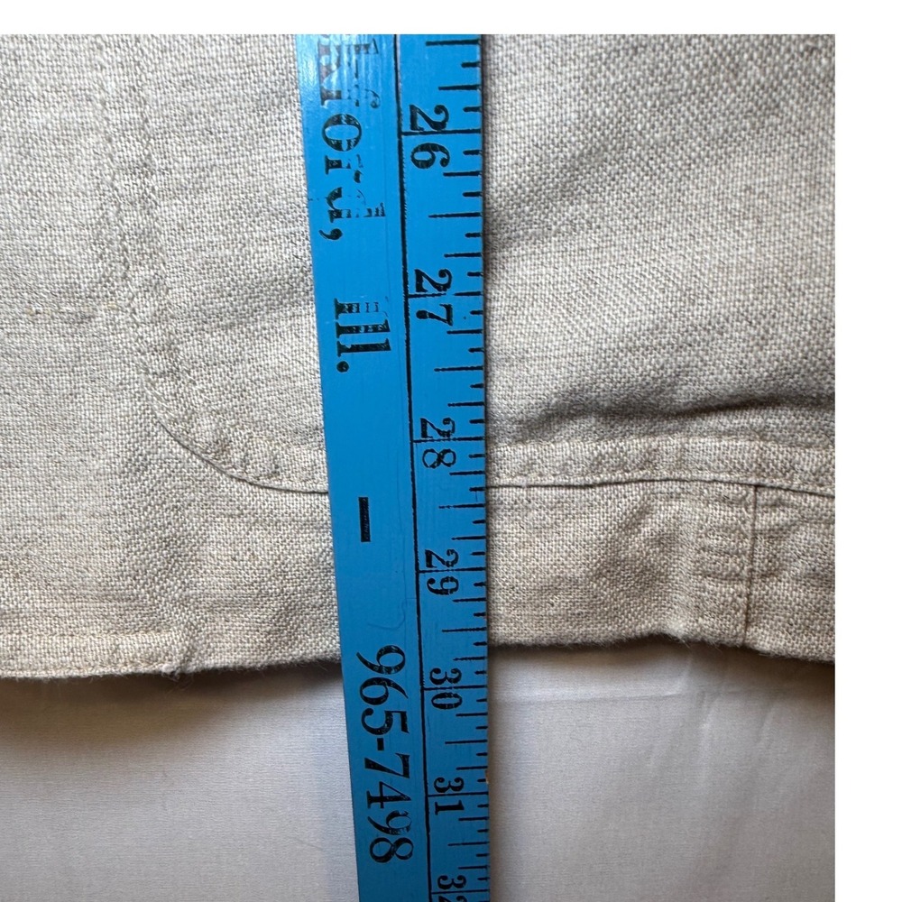 Lizwear Womens Linen Cotton Blend Blazer Beige Oatmeal Two Button Jacket Size 10 - Picture 9 of 9